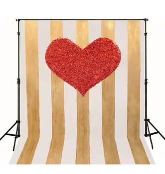 

Golden Stripes Red Heart wall Backgrounds Vinyl cloth High quality Computer printed party photo backdrop for sale