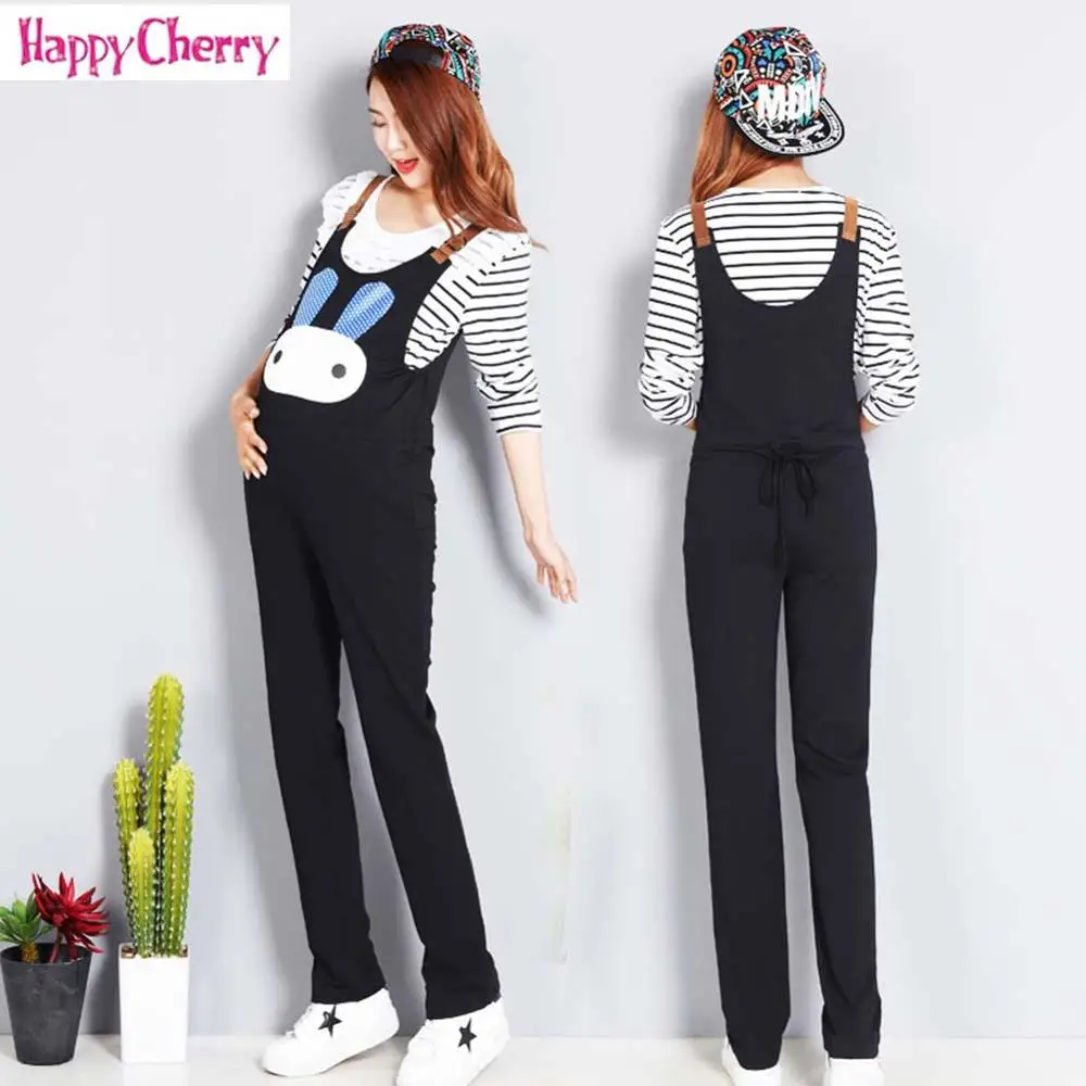 

2019 Fashion Cartoon Maternity Clothing Pregnant Strap Rompers Womens Jumpsuits Casual Pregnancy Pants Sleeveless Trousers
