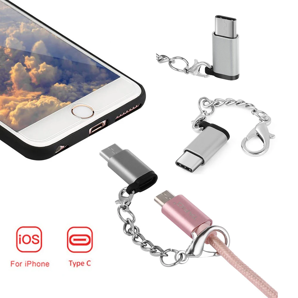 

1PC USB 3.1 Type C OTG Adapters Micro USB Female to Type C Male Keychain Converters Cord Wire Connectors for Smartphone