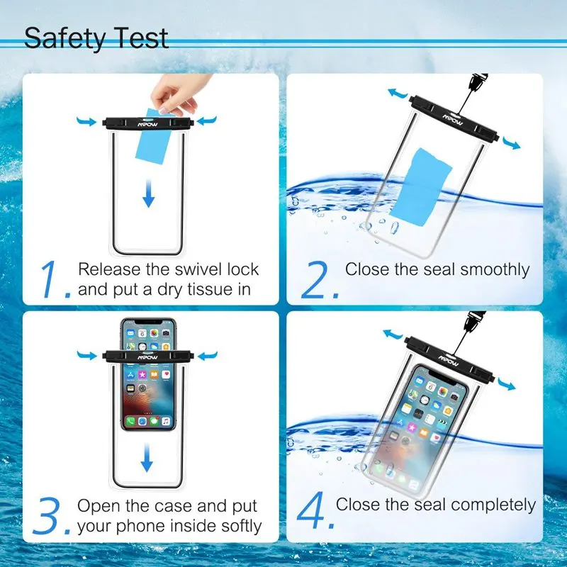 Mpow Universal Waterproof Phone Pouch Case IPX8 Cellphone Bag with Wrist Strap for iPhone X XS 8 8S 7 6 6inch Phone Diving bag   (8)
