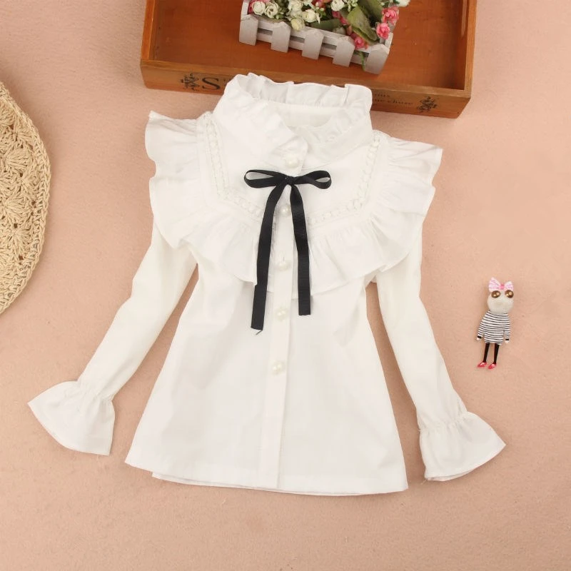 girls white ruffle blouse