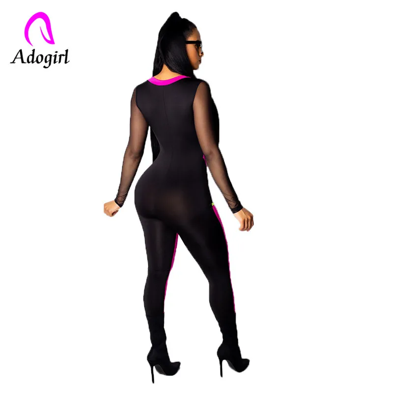 Женские Лоскутные Спортивные костюмы Adogirl с длинным рукавом сетчатые