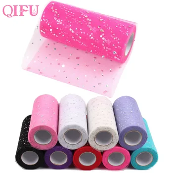 

QIFU 25 yard Sequin Tulle Roll Glitter Fabric Tutu Roll Christmas Wedding Party Decoration DIY Crafts Birthday Party Supplies