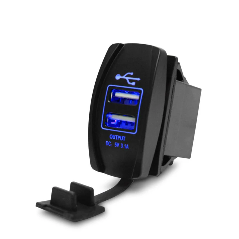 Двойной USB Мощность Зарядное устройство Лиги генератора сигналов произвольной формы перекидной переключатель синий светодиодный светильник автомобиль Лодка 12V 24V 3.1A