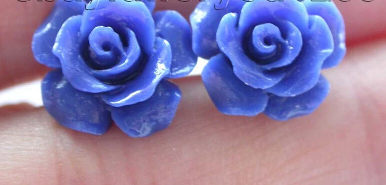 

hot sell new - Free shipping Genuine Natural blue 12.5mm resin Earrings 925silver #f1407!