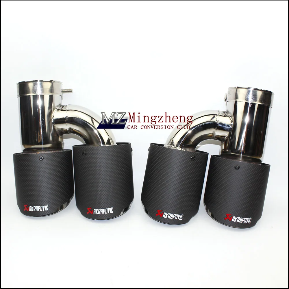 

Car exhaust pipe H Model Akrapovic Carbon Exhausts Dual End Tips for BMW BENZ AUDI V W Exhaust Dual Muffler Pipes Tail Tips