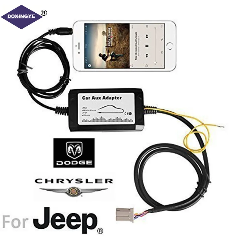 Comprar DOXINGYE iPod iPhone de entrada de Audio Aux auto mp3 reproductor de música adaptador MP3 interfaz para Chrysler, Jeep y Dodge (2002 2005)
