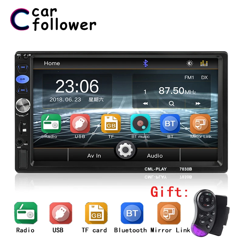 Автомобильный стерео Bluetooth 7 &quotHD сенсорный экран Экран MP5 плеер Поддержка