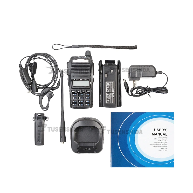 BAOFENG UV-82 Dual Band UHF/VHF137-174/400-520MHz 2-Way Radio+Double PTT Headset BAOFENG UV-82 Dual Band UHF/VHF137-174/400-520MHz 2-Way Radio+Double PTT Headset