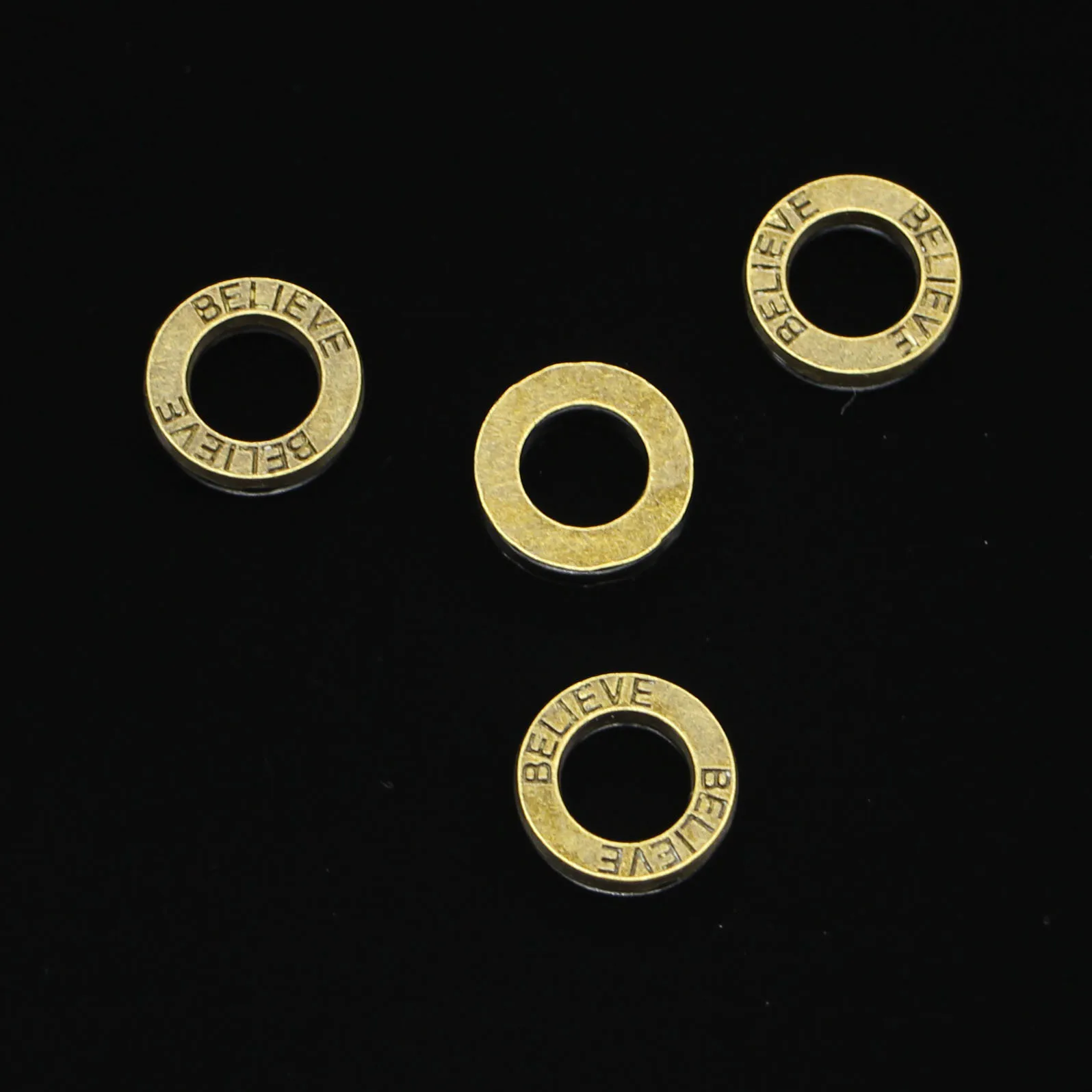 109 pcs Zinc Alloy Charms Antique Bronze Plated circle plates believe Charms for Jewelry Making