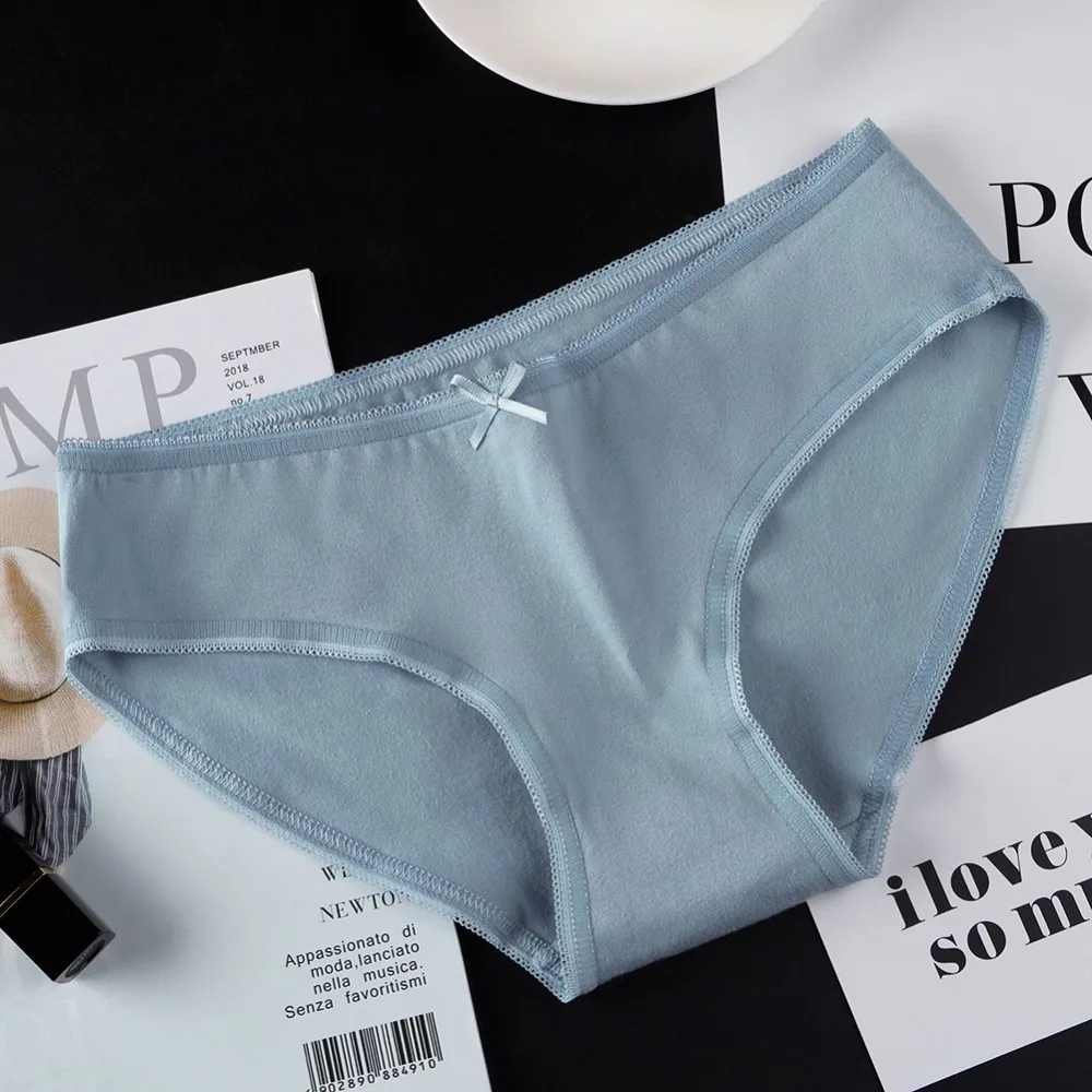 

Women Simple Low Waist Sexy Bow Solid Cotton Breathable Brief