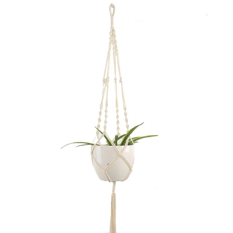 Creative Garden Plant Tassel Hanger Macrame Hemp Rope Braided Hanging Planter Basket Flower Pot Holder Decoration - Цвет: 8