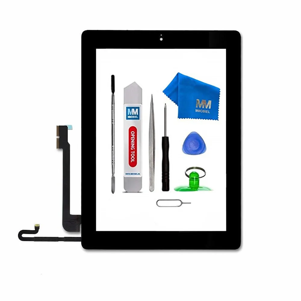 

MMOBIEL For IPAD 4 white/black Digitizer Touch Screen Front Glass Display Assembly Includes Home Button and flex/Camera Holder