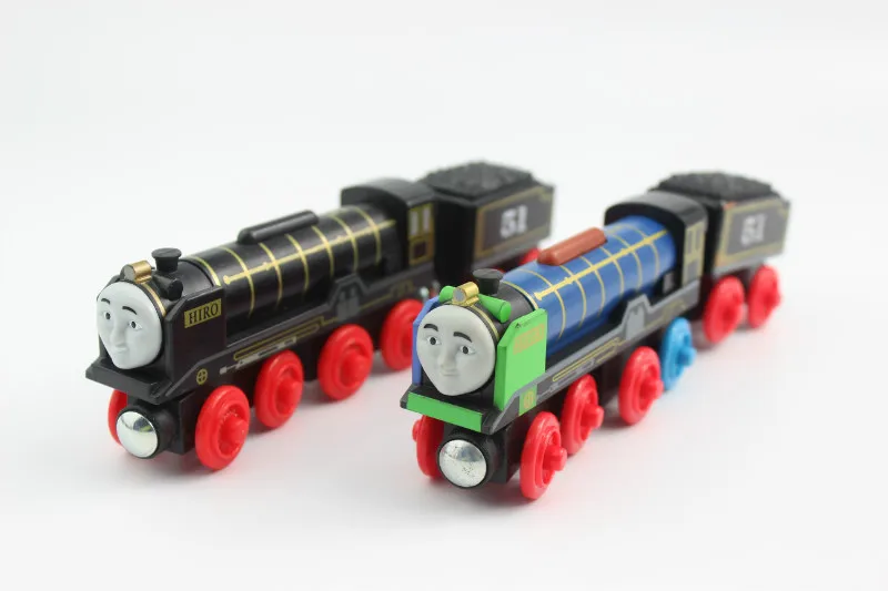 

Patchwork Hiro Caitlin Connor Wooden Train Locomotive Toys Compatible with Brio Wooden Railway Train Track for Children
