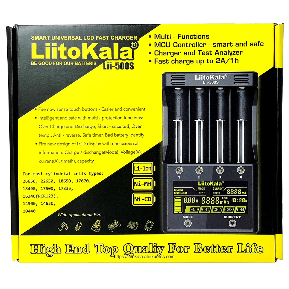 LiitoKala Lii 500S 18650 зарядное устройство сенсорное управление Тест емкость батареи для
