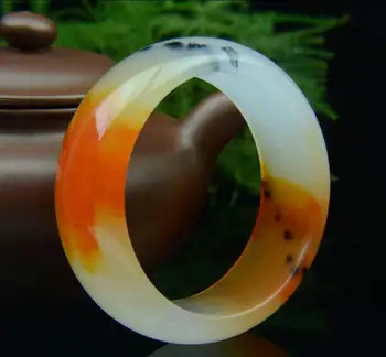 

Koraba Fine Jewelry China's Unique Fashion Beautiful Yellow and White, Jade Bangle Bracelet Free Shipping