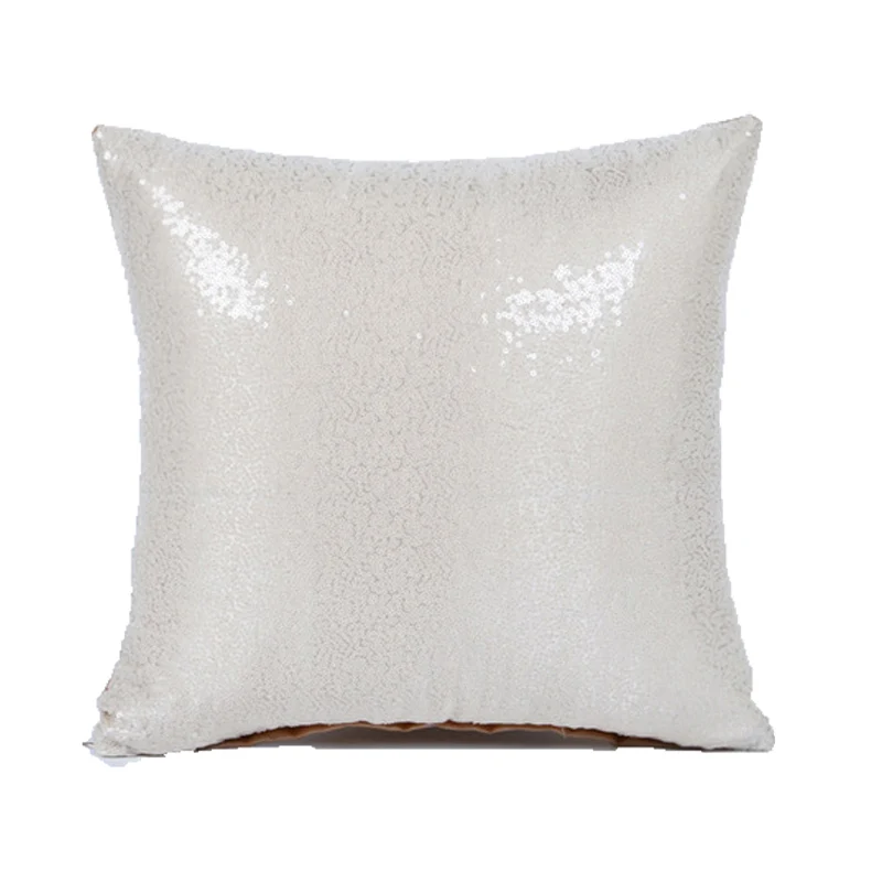 Серебряные декоративные блестки, подушки, Блестящая Серебристая блестящая подушка, чехол для дивана, для домашнего декора, наволочка, чехол s - Цвет: White