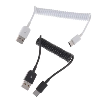 

1Pc USB Type C Cable Spring Spiral Type-C Male To USB 2.0 Male Extension Cord