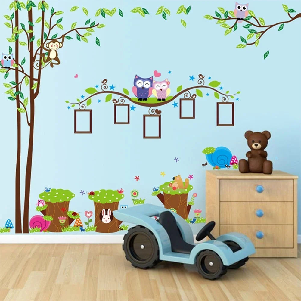 Removable Cute Animals Mural Art Home Decoration Cartoon Stickers Owls