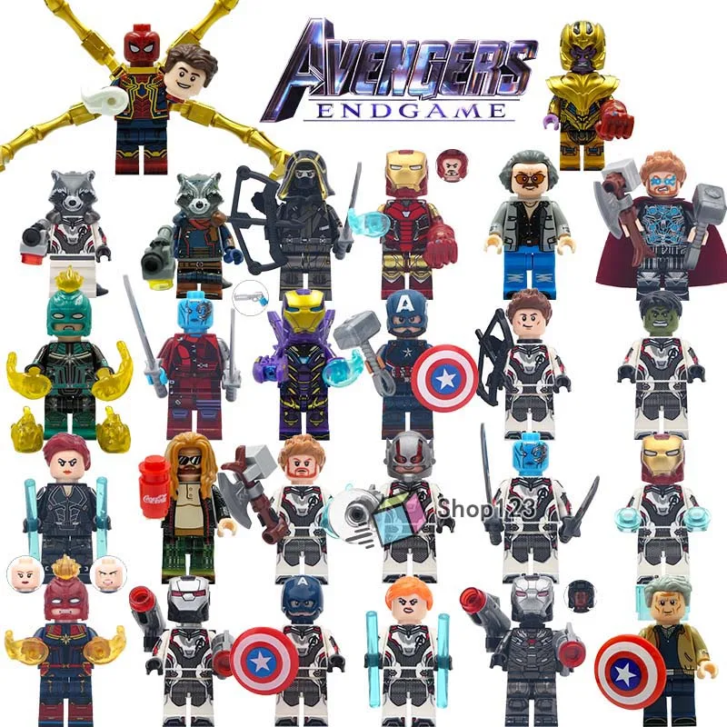 

26pcs/Set Avengers Endgame Captain Marvel Pepper Spiderman Thor Iron Man War Machine Building Blocks Kids Toys Gift