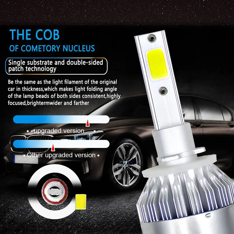 VicTsing C6 H27 880 881 LED Car Headlights Spotlights COB LED Headlight Light Bulb 72W 6000K Lights 12V 24V Car Styling Lights   (10)