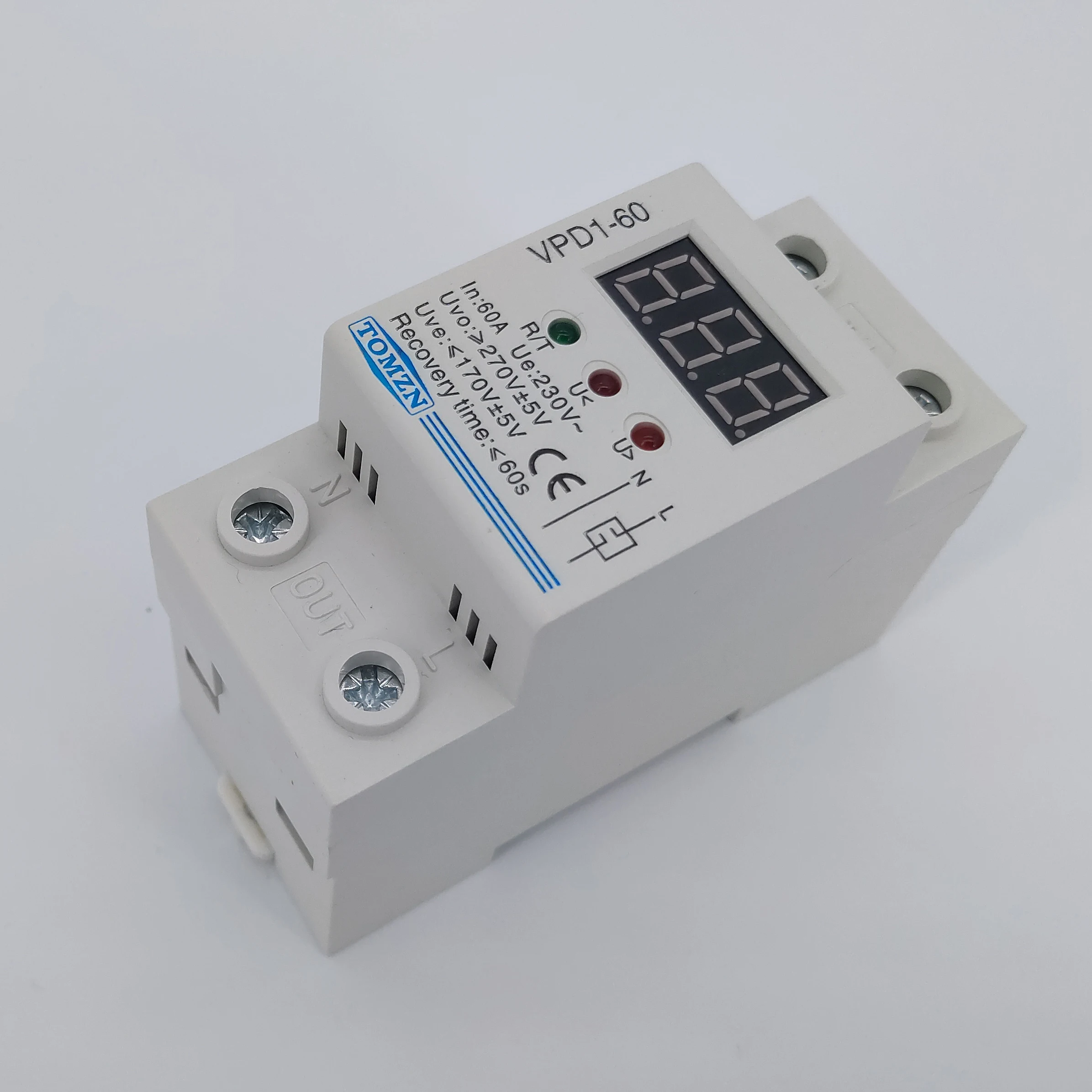 VPD1 40A 60A 220V Повторное подключение от перенапряжения и защиты от перенапряжения защитное устройство реле с вольтметром монитор напряжения