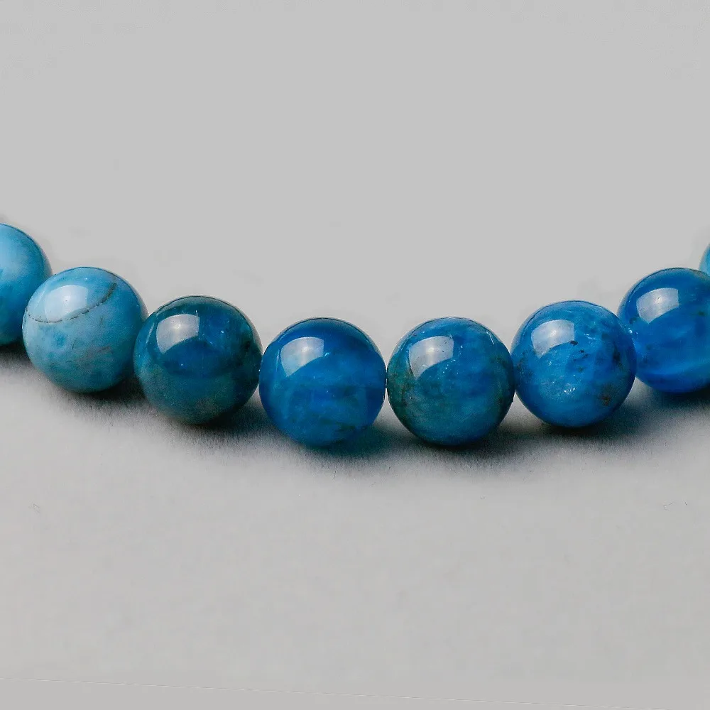 Натуральный Синий Апатит фосфорит круглый свободные 8 мм Гладкие бусины браслет для женщин мужчин энергии ювелирные изделия