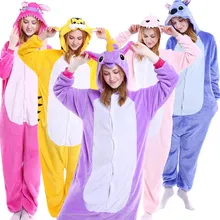 Unisex Adult Pajamas Onesie Anime Cosplay Costumes Cartoon Animal Sleepwear Stitch Unicorn Pikachu Winter Warm For Women Men