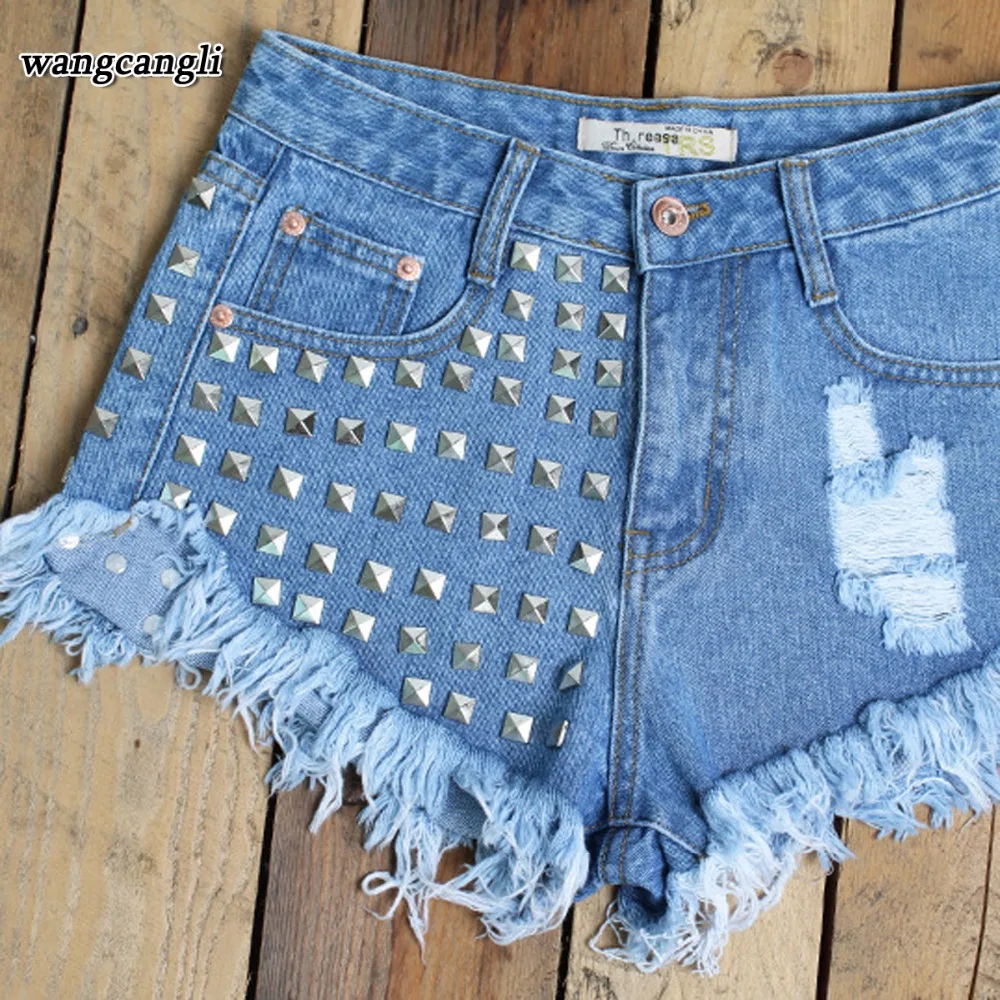 High Waist Women Casual New Tassel Shorts jeans Recently Rivets Ladies Hot Plus Size Stylish Loose 3xl Short Pants |