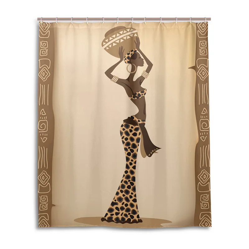 Экологичные африканские женские занавески для душа из водонепроницаемого полиэстера, занавески для ванной комнаты с 12 крючками, домашний декор