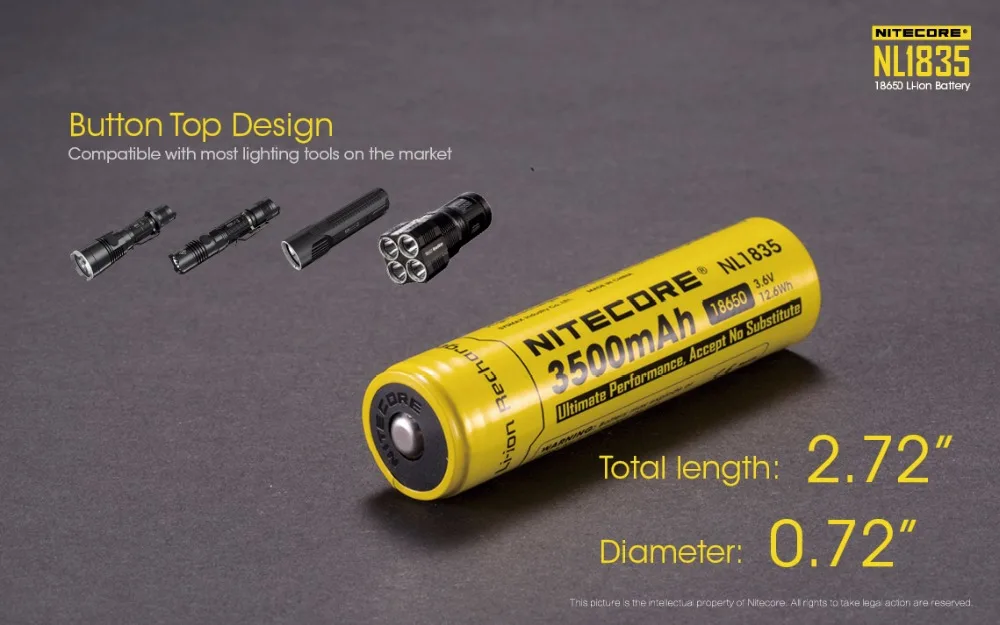 NITECORE 18650 3500mAh NL1835 3,6 V 9.6Wh литий-ионная аккумуляторная батарея с защитой от аккумулятора