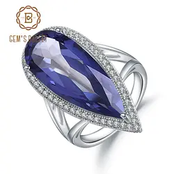 Gem's Ballet 11.48Ct натуральный иолит синий мистический кварцевый камень коктейльное кольцо 925 пробы серебряные ювелирные изделия для женщин