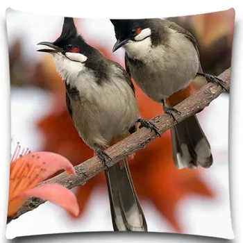 

Two birds singing on the branches 2D print creative Pillow case Square cotton polyester cushion cover 5 size 9 style