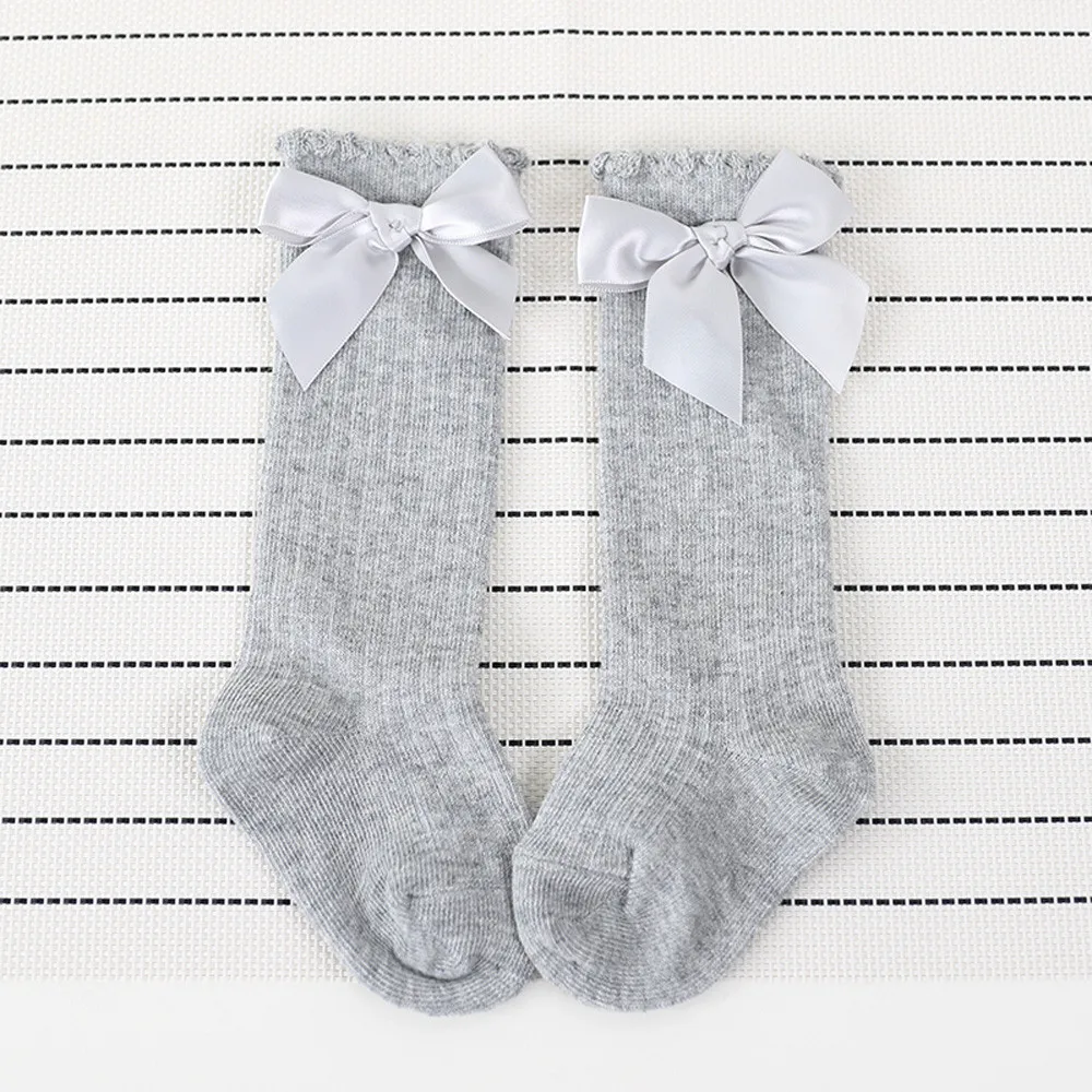 New Kids Socks Toddlers Girls Big Bow Thicken Knee High Long Soft Cotton Lace baby Socks Kids kniekousen meisje Baby Girls Socks