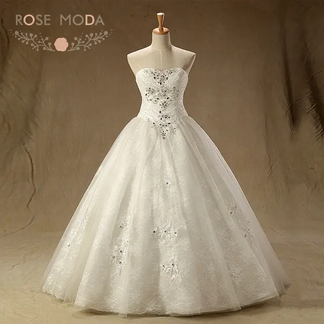 Rose Moda Crystal Beaded Lace Quinceanera Dresses Sweetheart White