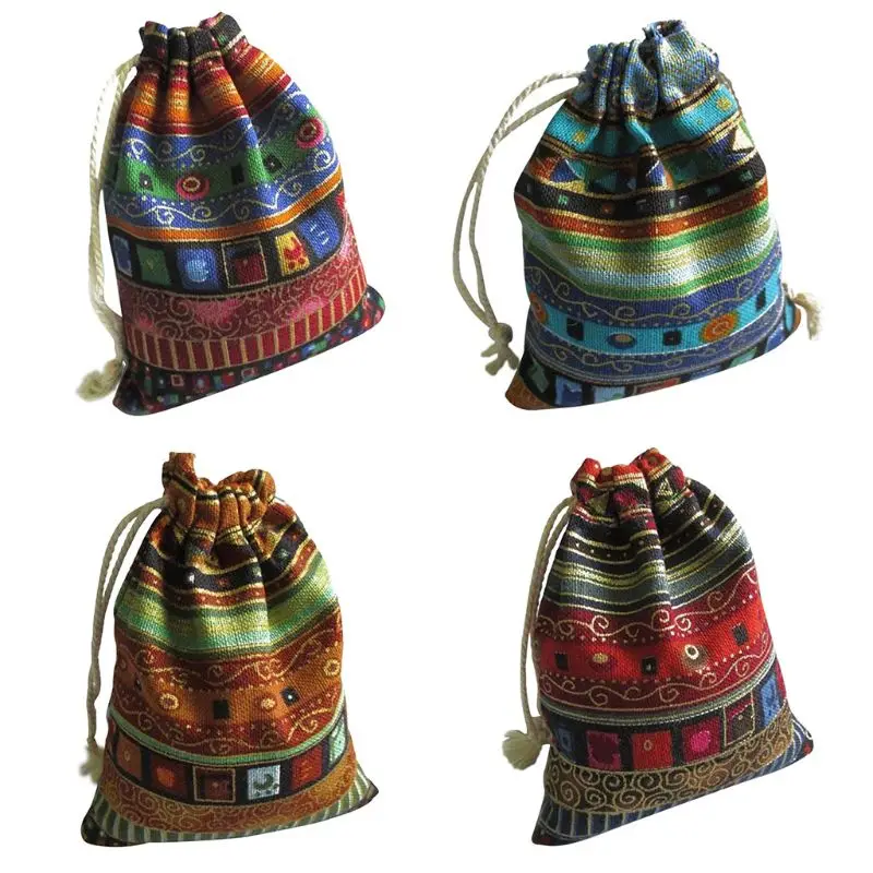 

1pc Drawstring Jewelry Pouches Cotton Lien Gift Bags Wedding Favors Organizer