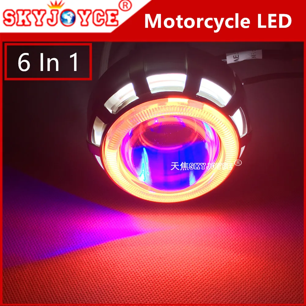18W motorcycle led projector lens headlight with angel eyes/devil eyes