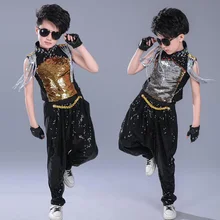 1 комплект, детская расшитая блестками куртка, штаны одежда в стиле хип-хоп костюмы для джазовых танцев для мальчиков, карнавальные костюмы для бальных танцев