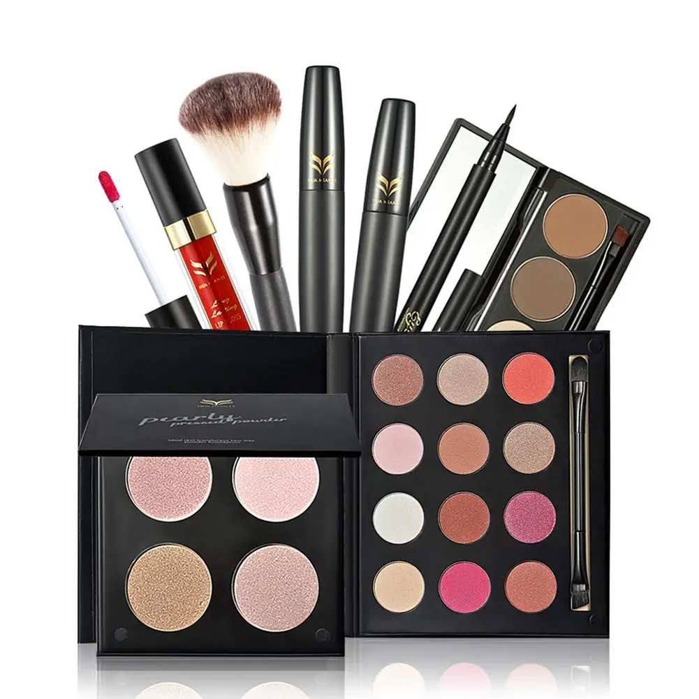 

7pcs Makeup Starter Kit Make Up Cosmetics Palette Eye Shadow Concealer Lip Gloss Eyeliner Makeup Brush Eye Face Makeup Set
