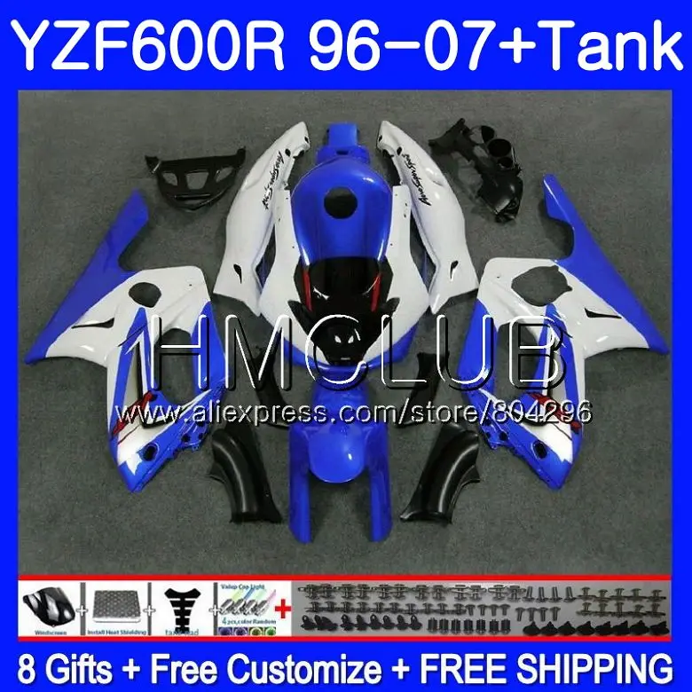 

Kit For YAMAHA YZF 600R Thundercat 02 03 04 05 06 07 99HM39 YZF-600R YZF600R Blue white 2002 2003 2004 2005 2006 2007 Fairing