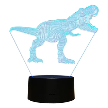 

Dinosaur 3D Night Light Table Bedside Lamp 7 Colors Creative Design Decorative Light with Remote Control cutting happybirthday