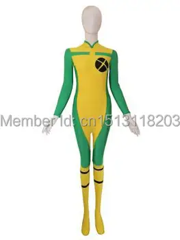 

X-men Rogue Costume Spandex Zentai Suit Yellow & Green Rogue Superhero Cosplay Zentai Suit Free Shipping