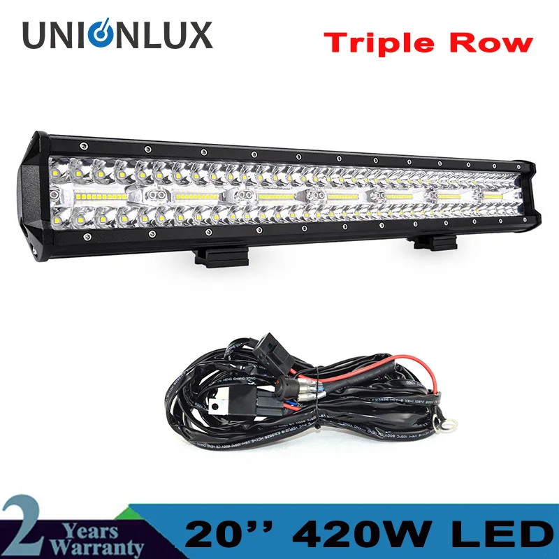 7D LED Light Bar 20&quot 420W Combo Beam Triple Row Work 12V 24V for Boat Jeep ATV PickUp Truck 4x4 Led Offroad Driving | Автомобили и
