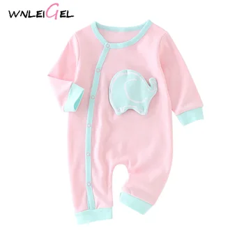 

WLG toddler boys girls spring rompers baby cartoon pink blue long sleeve costume newborn clothes 6-24M