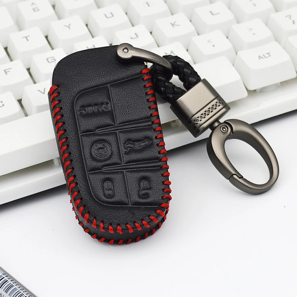 Genuine Leather Key Case Chain For Jeep Grand Cherokee