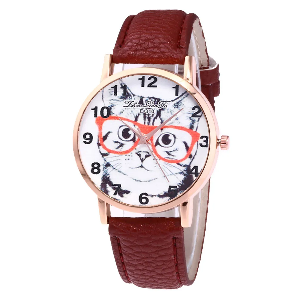 

Splendid brand Womens watch Cat Pattern Leather Band Analog Quartz Vogue Wrist Watch ladies new design relogio feminino 30X