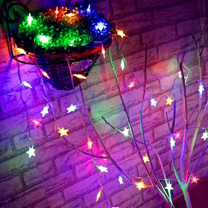 Праздничный светильник 1,5 м, 3 м, 6 м, 10 м, светодиодный светильник со звездами, s 10 20 40, 80 светодиодный S водонепроницаемый уличный светодиодный светильник с батареей АА, Рождественское украшение