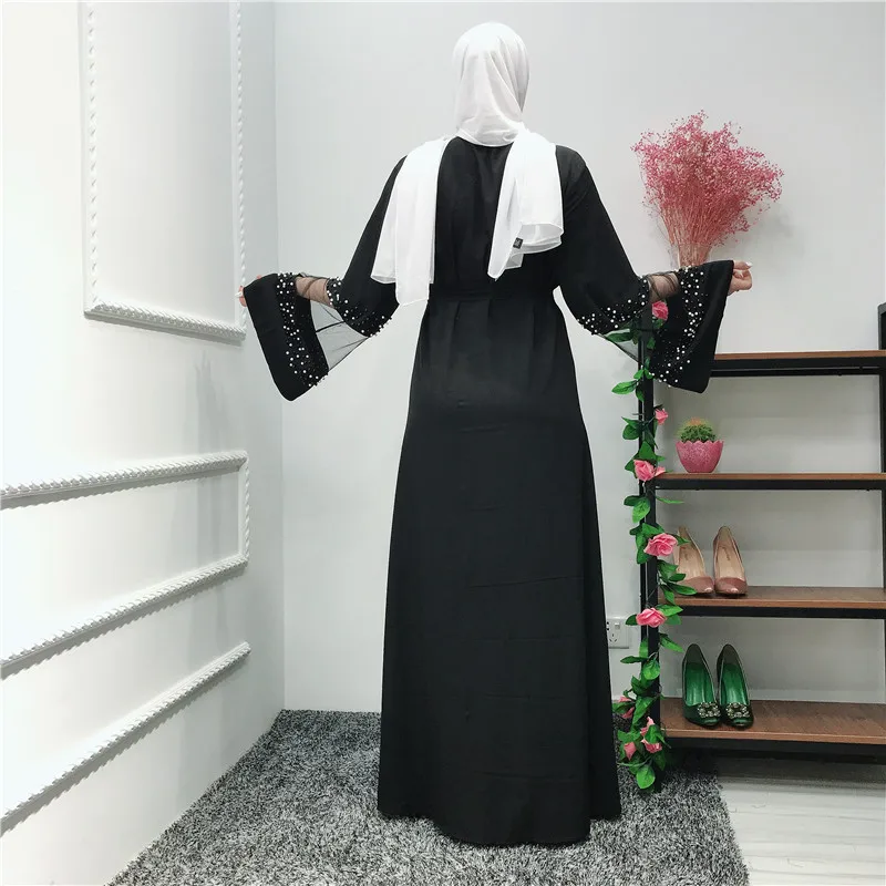 Рамадан черная абайя женское кимоно мусульманское хиджаб платье Jilbab Caftan Dubai