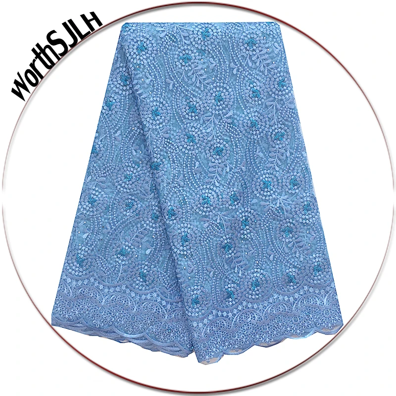 Embroidery African Net Lace Fabric 2018 White Nigerian Lace Fabrics