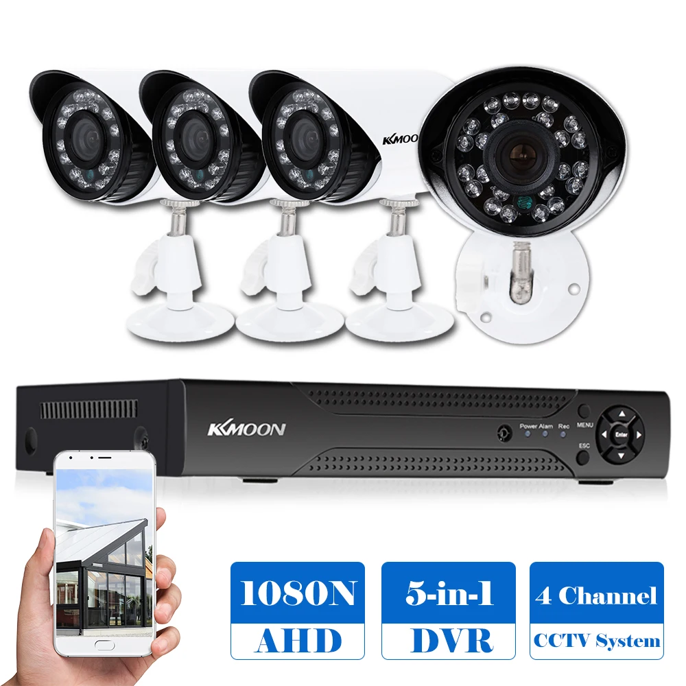 KKmoon 4CH 1080P 5-в-1 цифровой видео Регистраторы+ 4*720P AHD камера видеонаблюдения Камера+ 4* 60ft кабель наблюдения для видеонаблюдения Системы